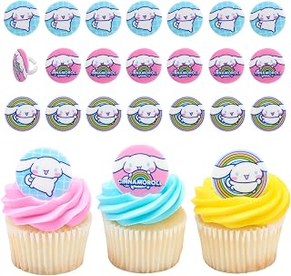 DecoPac Cinnamoroll Rings, 24 Hello Kitty Cupcake Decorations, Blue And Pink Toppers - 24 Pack