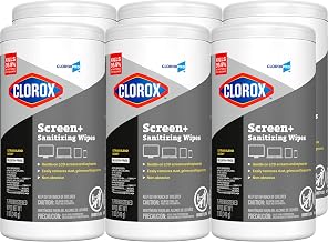 CloroxPro Clorox Screen+ Sanitizing Wipes, Disinfecting Wipes for Electronics, Gentle on Phones, Tablets, LCD Screens, Laptops and Sensitive Surfaces, Citrus Blend Scent, 1 Canister, 75 Wipes, 6 Pack