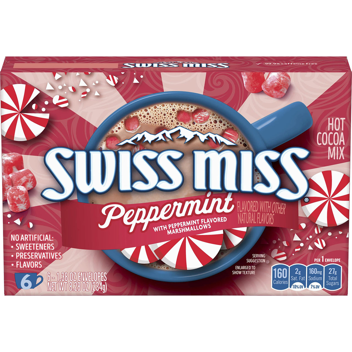 Peppermint Flavored Hot Cocoa Mix by Swiss Miss – 8.28 Ounce (Pack of 1), Brown
