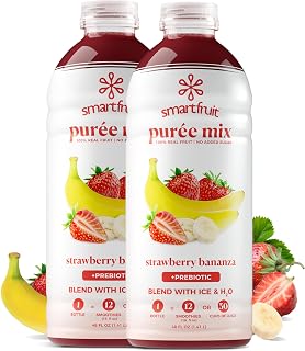 Smartfruit Strawberry Bananza + Oat Fiber – 100% Real Fruit Purée with Strawberries & Banana – Great for Smoothies, Juice, Yogurt, Cocktails, Teas & More – High in Vitamin C – 2-Pk, 48oz Each