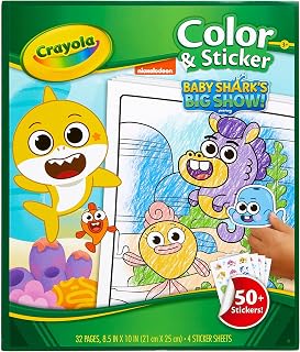 Crayola Baby Shark Coloring Pages and Stickers, Gift for Kids, Ages 3, 4, 5, 6 Color & Sticker