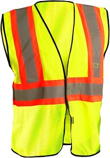 OccuNomix ECO-GC2T-Y4/5X High Visibility Value Mesh Two-Tone Hook & Loop Safety Vest, Class 2, 100% ANSI Polyester Mesh, 4X-Large / 5X-Large, Yellow
