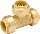 Zurn QQZBT433G Z-Bite Reducing Tee, 3/4" X 1/2" X 1/2" Push Connection, X-Large Brass, Copper