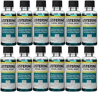 Listerine Cool Mint Antiseptic Mouthwash for Bad Breath, Travel Size 3.2 oz - Pack of 12