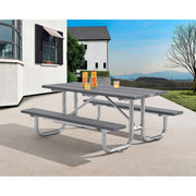 6' Rectangular Outdoor Picnic Table by Global Industrial – 74.25 inches x 30.25 inches x 18.7 inches, Recycled Plastic & Steel, Grey, Model 271670GY