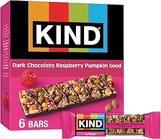 KIND Healthy Snacks Bars, Dark Chocolate Raspberry Pumpkin Seed, Gluten Free, High Fiber Snacks, 5g Protein, 6 Count