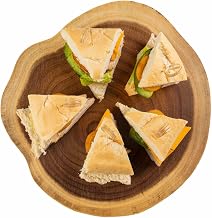 TableCraft 11299 Acacia Collection Round Serving Board, Acacia Wood, Handcrafted with Natural Edge, Ideal for Bread, Charcuterie and Sides, 12 Inch Diameter, Brown, Rustic Display Board