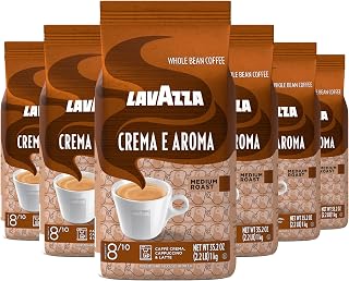 Lavazza Crema e Aroma Whole Bean Coffee, Medium Roast, Arabica and Robusta Blend, 2.2 lb Bag (Pack of 6)