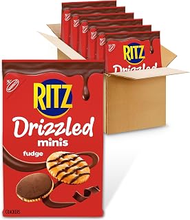 Ritz Drizzled Minis Fudge Crackers, Snacks for Kids and Adults, 6 Bags