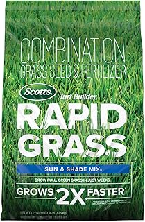 Scotts Turf Builder Rapid Grass Sun & Shade Mix, 16 lbs. | Combination Grass Seed and Fertilizer, Grows Green Grass in Just Weeks