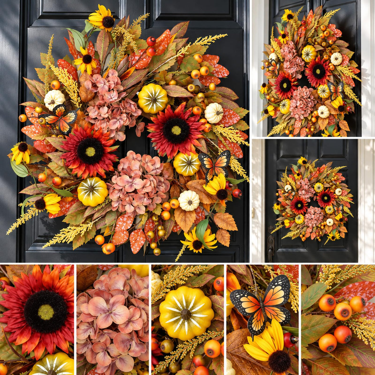 Fawdge Fall Wreath, 24 Inch Diameter, Orange