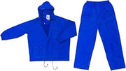 MCR Safety 7032L Challenger PVC/Nylon Double Stitched 2-Piece Suit with Attached Hood, Blue, Large