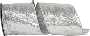 Reliant Ribbon Metallic Sequin Fantasy Deluxe Metallic Backed Wired Edge, Silver, 4 Inch, 5 Yards