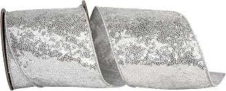 Reliant Ribbon Metallic Sequin Fantasy Deluxe Metallic Backed Wired Edge, Silver, 4 Inch, 5 Yards