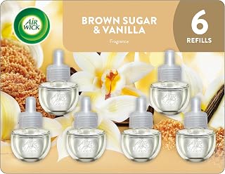 Air Wick Plug in Scented Oil Refills, 6 Count, Brown Sugar and Vanilla, Air Freshener, Essential Oils