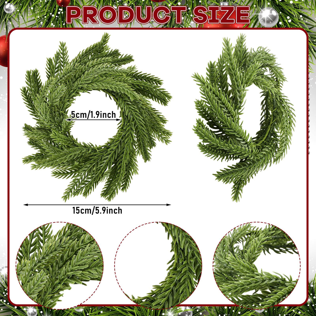 LemonRoad Norfolk Pine Napkin Rings, Set of 12, Green