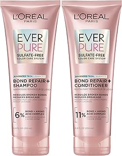 Sulfate Free Bond Repair+ Shampoo and Conditioner Set with Bond + Amino Acid Complex, Strengthens and Repairs Damaged or Color Treated Hair, EverPure, 13.6 Fl Oz Set (Packaging May Vary)