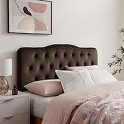 Modway Annabel Performance Velvet Adjustable Full Headboard in Chocolate Brown - Stain-Resistant Padded Headboard Only with Diamond Button Tufting and 7 Height-Adjustable Positions