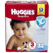 Snug & Dry Diapers by HUGGIES – Size 3 (32 Count), White, Model KC-861