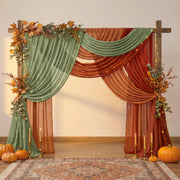 Boao Chiffon Table Runner, 12 x 118 Inches, Set of 6 in Yellow Orange and Maple Red