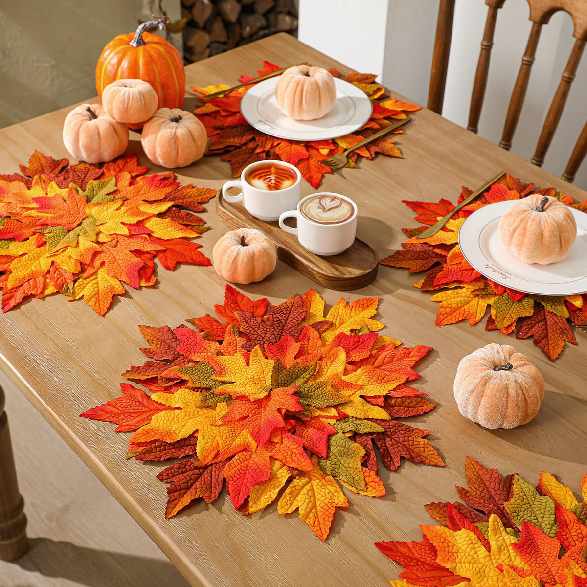 SmoothNovelty Fall Placemats, 15 Inch Maple Leaf Set, Multicolor