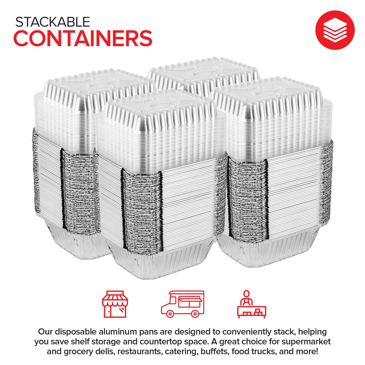 Stock Your Home 4 Count / 100 Pack / Silver Food Storage Containers