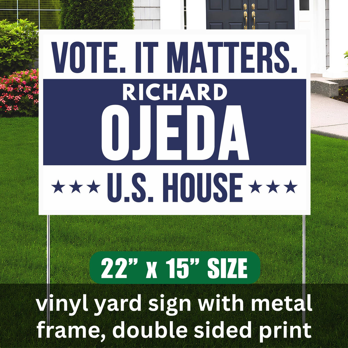 Richard Ojeda For Us House Yard Sign 2026 North Carolina Candidate Race Voting Elections Vote by Generic – 22x15, Vinyl, Multicolor