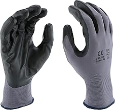 West Chester PosiGrip 713SNF Palm Dip Glove - [Pack of 12] Medium, Industrial Gloves, Black Foam Nitrile Coating on Polyester Shell, Knit Wrist