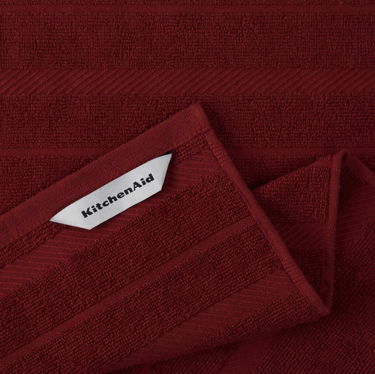 KitchenAid Albany Kitchen Towels, 16x26 Inch, Smoked Paprika Red and White, 4 Pack