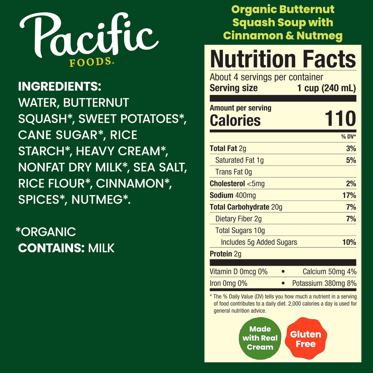 Organic Butternut Squash Soup With Cinnamon and Nutmeg by Pacific Foods – 32 Fl Oz (Pack of 2), Pack of 2, Model 0052603292146
