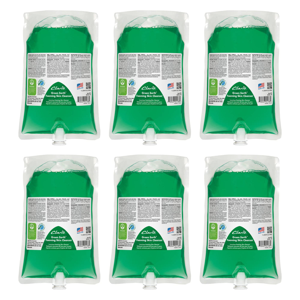 ® Green Earth Foam Skin Soap Cleanser by Betco – 1 Count (Pack of 6), Green, Pack of 6