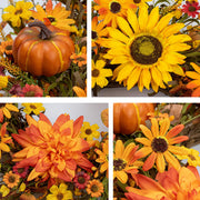 Jinghong Autumn Harvest Wreath, 22 Inch Diameter, Orange
