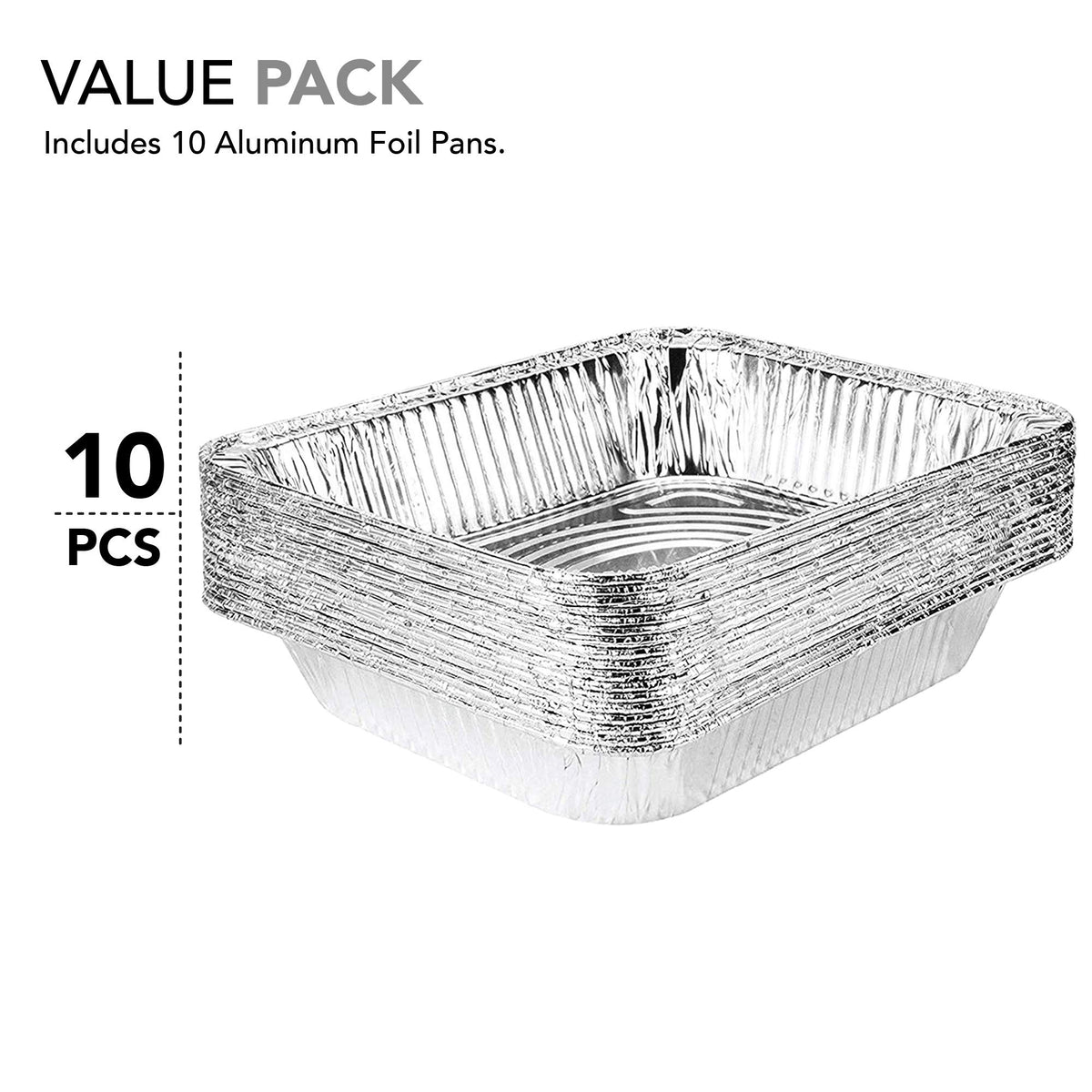 Stock Your Home 10 Pack / Silver / Without Lids Disposable Cookware