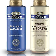 Ghirardelli Flavored Sauce Variety Pack | 16 oz Bottles (Pack of 2) | White Chocolate and Sea Salt Caramel Dessert Toppings for Coffee Drinks, Ice Cream, and Baking Recipes