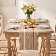 Artoid Mode Braided Table Runner, 12 x 72 Inch, Caramel Farmhouse Stripe
