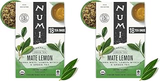 Numi Organic Tea Mate Lemon, 18 Count (Pack of 2) Box of Tea Bags, Yerba Mate Green Tea Blend (Packaging May Vary)