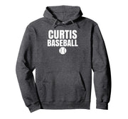 Curtis High School Baseball Pullover Hoodie by Curtis Warriors Official High School Gear – Polyester, Grey, Model MZMDY5MYG24