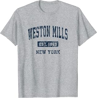 Weston Mills New York NY Vintage Athletic Sports Design T-Shirt