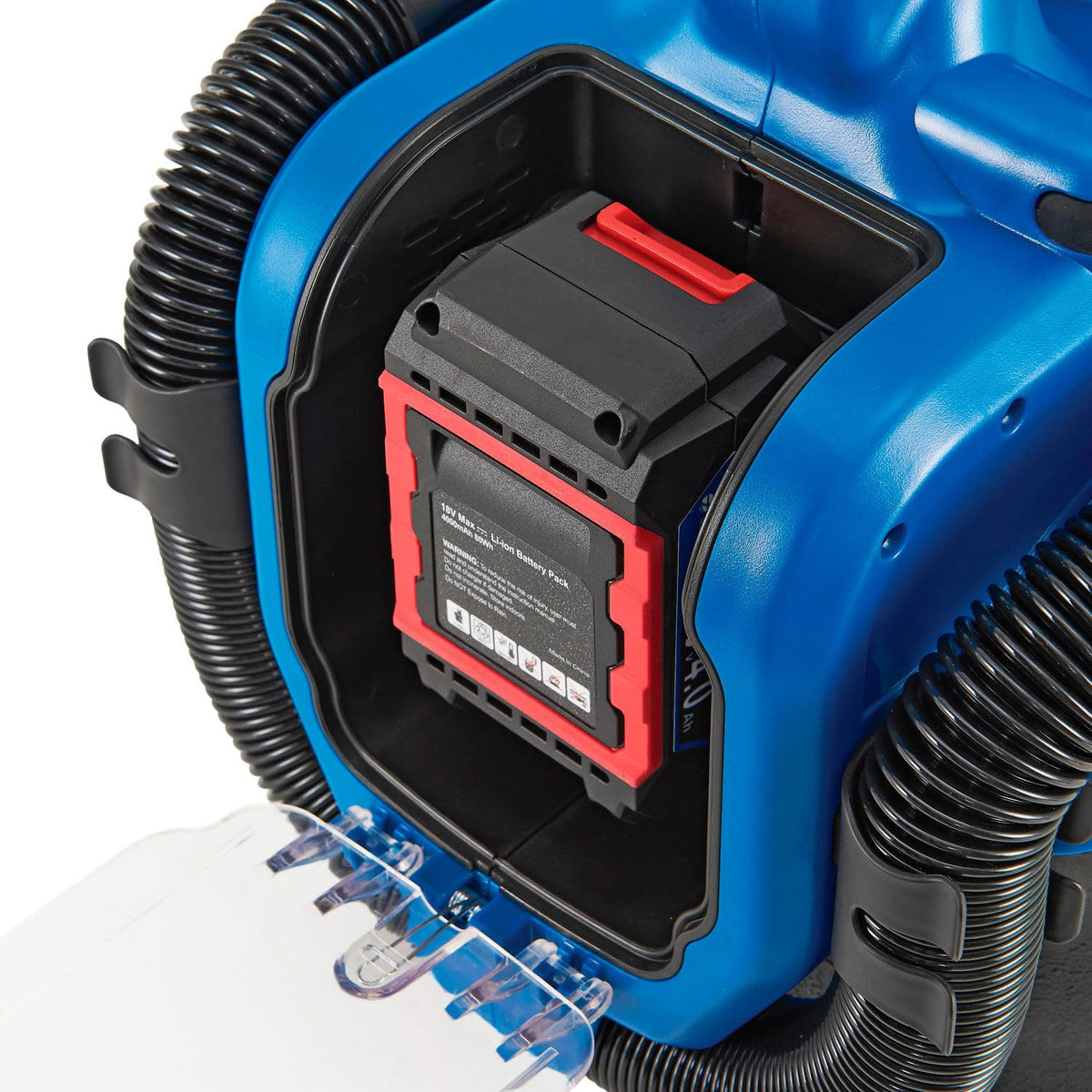 Battery Powered HEPA Wet/Dry Vacuum with Air Inflate Adapter by Global Industrial – Plastic, Blue, Model JN701