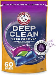 Arm & Hammer Deep Clean Odor Formula Laundry Detergent Power Paks | Radiant Burst Scent, 60 Count, 60 Loads