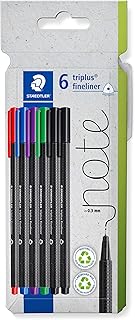 STAEDTLER Fineliner Pens - triplus - 6 Assorted Colours - Pack of 6, 334 C6
