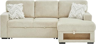 U0222 Ivory Pull Out Sofa Bed With Speaker And 2 Pillows