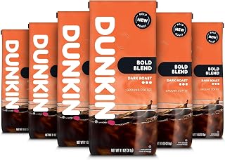 Dunkin' Dunkin’ Bold Blend Dark Roast Ground Coffee, 11 Oz. Bags (Pack of 6)