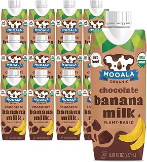 Mooala Organic Chocolate Bananamilk, Lunchbox Friendly, Shelf-Stable, Non-Dairy, Nut-Free, Plant-Based Beverage, On the Go 12 Pack