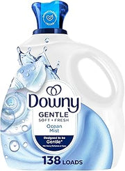 Downy Gentle Soft + Fresh Fabric Softener Liquid, Liquid Fabric Softener Designed to be Gentle on Skin, Ocean Mist Scent, 93 fl oz, 138 loads