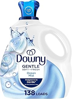 Downy Gentle Soft + Fresh Fabric Softener Liquid, Liquid Fabric Softener Designed to be Gentle on Skin, Ocean Mist Scent, 93 fl oz, 138 loads