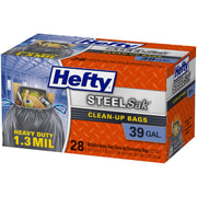 SteelSak Heavy Duty Large Clean-Up Trash Bags by Hefty – 28 Count (Pack of 1), 39.0 gallons, Steel, Black, Model E24530