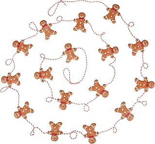 9 Foot Mini Gingerbread Man Christmas Garland | Cute Small 2 Inch Claydough Men Tree Garland | Cookie Candy Theme Trees | Christmas Decorations for Indoor Use