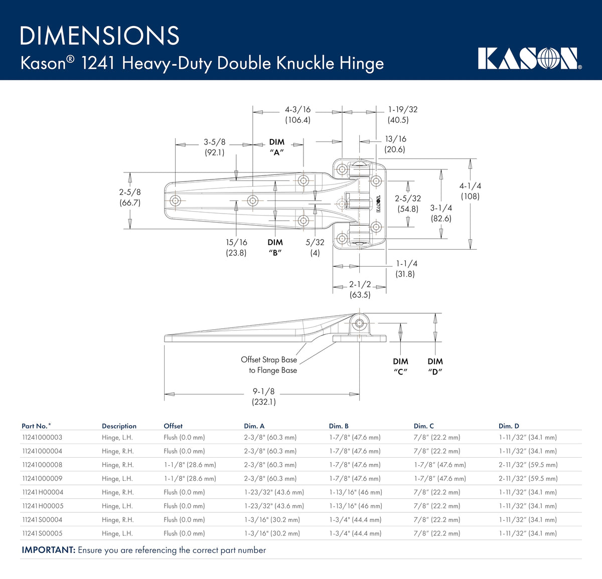Heavy Duty Double Knuckle Hinge (11241000004) by Kason – Zinc, Chrome