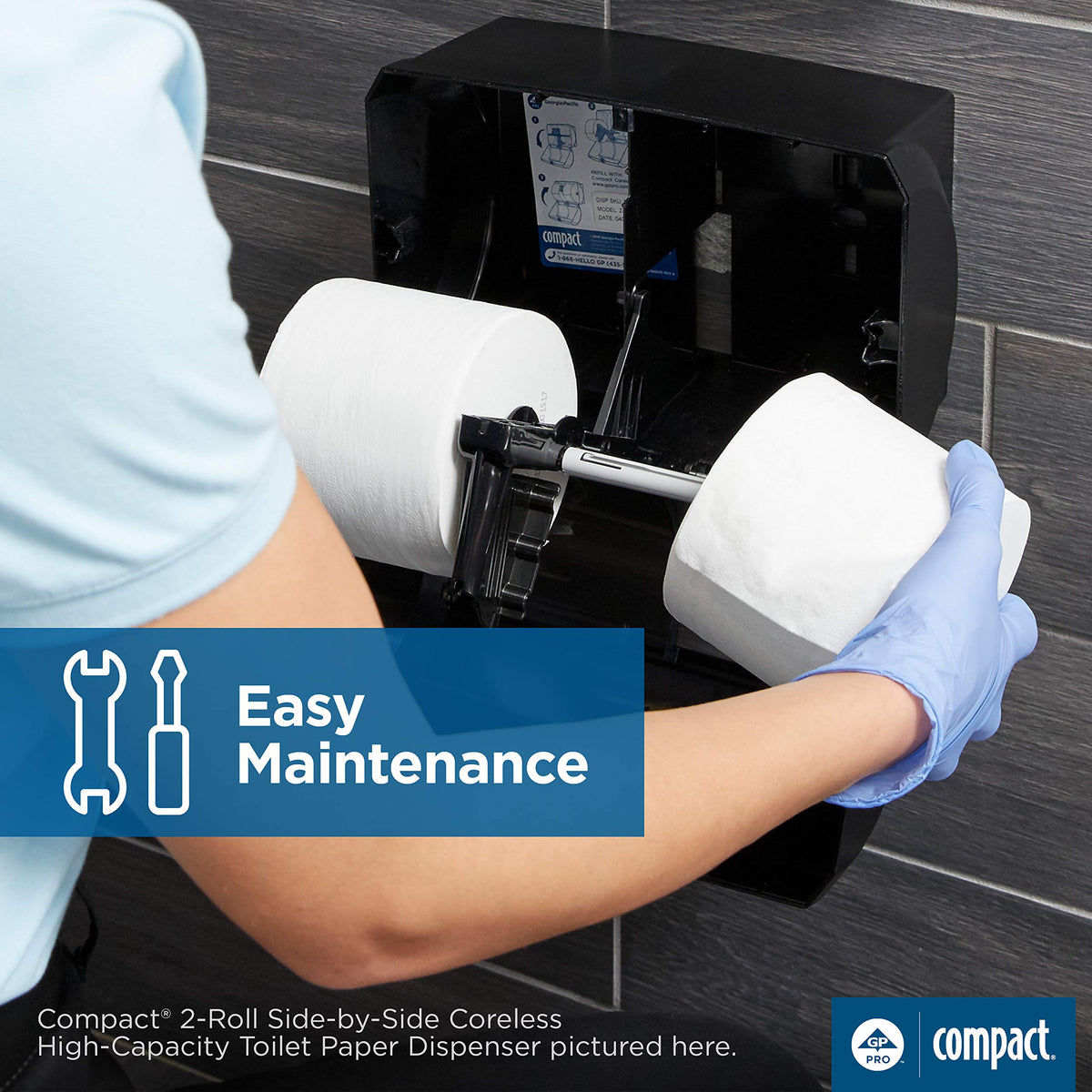 Compact 2-Roll Vertical Coreless High-Capacity Toilet Paper Dispenser by GP PRO () by Georgia-Pacific – 1 Count (Pack of 2), Plastic, עשן, Pack of 2, Model 56790A